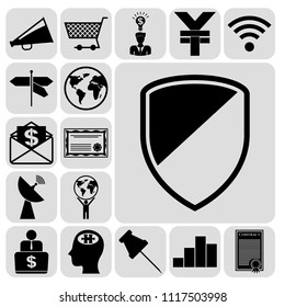 Set of 17 business high quality symbols or icons. Collection. Vector Illustration.