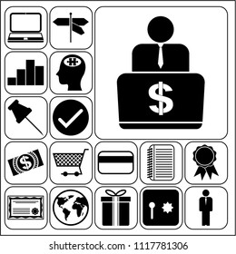Set of 17 business high quality icons. Collection. Amazing desing. Vector Illustration.