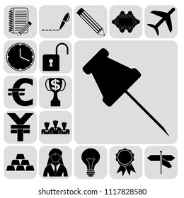 Set of 17 business high quality icons. Collection. Amazing desing. Vector Illustration.