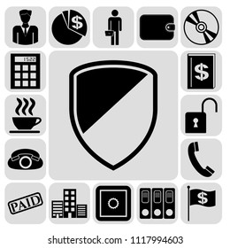 Set of 17 business high quality icons. Collection. Detailed design. Vector Illustration.