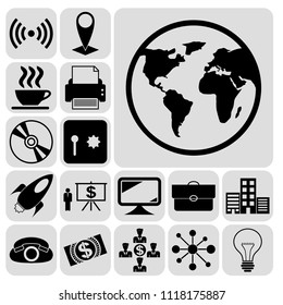 Set of 17 business high quality symbols or icons. Collection. Amazing desing. Vector Illustration.
