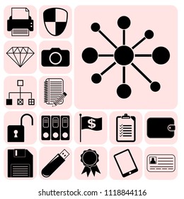 Set of 17 business high quality icons. Collection. Flat design. Vector Illustration.