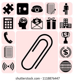 Set of 17 business high quality icons or symbols. Collection. Flat design. Vector Illustration.