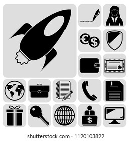 Set of 17 business high quality icons or symbols. Collection. Amazing desing. Vector Illustration.
