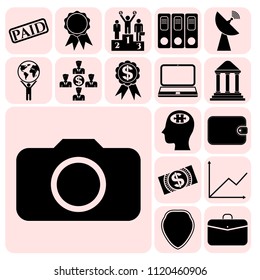 Set of 17 business high quality symbols or icons. Collection. Amazing desing. Vector Illustration.