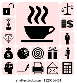 Set of 17 business high quality symbols or icons. Collection. Detailed design. Vector Illustration.