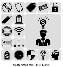 Set of 17 business high quality symbols. Collection. Amazing desing. Vector Illustration.