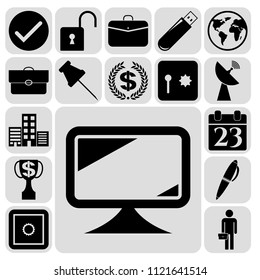 Set of 17 business high quality icons or symbols. Collection. Detailed design. Vector Illustration.