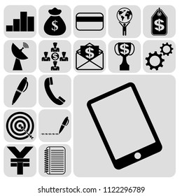 Set of 17 business high quality symbols or icons. Collection. Detailed design. Vector Illustration.