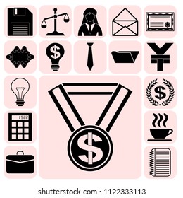 Set of 17 business high quality symbols or icons. Collection. Amazing desing. Vector Illustration.
