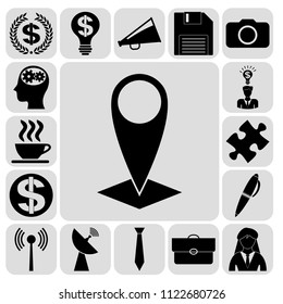 Set of 17 business high quality icons or symbols. Collection. Detailed design. Vector Illustration.