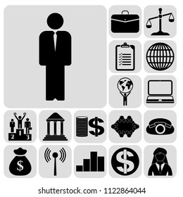 Set of 17 business high quality symbols. Collection. Amazing desing. Vector Illustration.