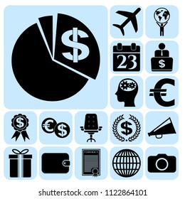 Set of 17 business high quality symbols. Collection. Amazing desing. Vector Illustration.