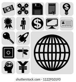 Set of 17 business high quality icons. Collection. Flat design. Vector Illustration.
