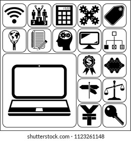 Set of 17 business high quality icons or symbols. Collection. Amazing desing. Vector Illustration.