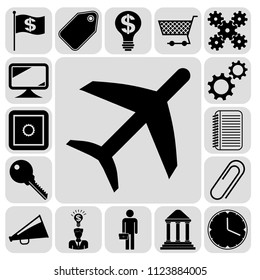 Set of 17 business high quality icons or symbols. Collection. Amazing desing. Vector Illustration.