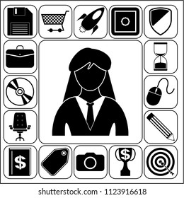 Set of 17 business high quality icons. Collection. Flat design. Vector Illustration.