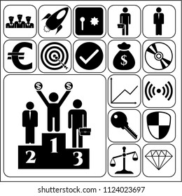 Set of 17 business high quality icons. Collection. Amazing desing. Vector Illustration.