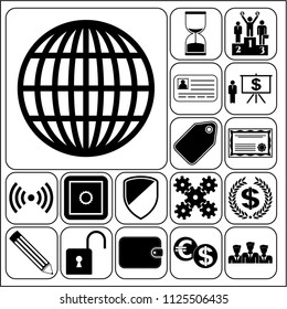 Set of 17 business high quality icons. Collection. Amazing desing. Vector Illustration.