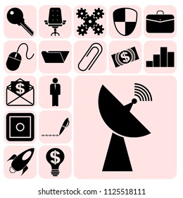 Set of 17 business high quality icons. Collection. Flat design. Vector Illustration.