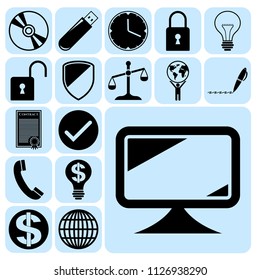 Set of 17 business high quality symbols. Collection. Detailed design. Vector Illustration.
