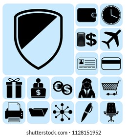 Set of 17 business high quality icons or symbols. Collection. Amazing desing. Vector Illustration.