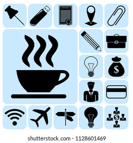 Set of 17 business high quality symbols. Collection. Detailed design. Vector Illustration.