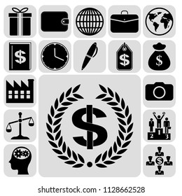 Set of 17 business high quality icons. Collection. Flat design. Vector Illustration.