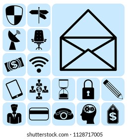Set of 17 business high quality symbols. Collection. Detailed design. Vector Illustration.