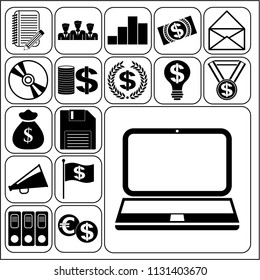 Set of 17 business high quality icons or symbols. Collection. Amazing desing. Vector Illustration.