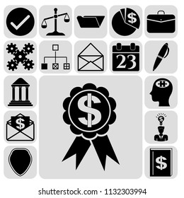 Set of 17 business high quality icons or symbols. Collection. Amazing desing. Vector Illustration.