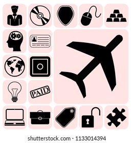 Set of 17 business high quality icons. Collection. Flat design. Vector Illustration.