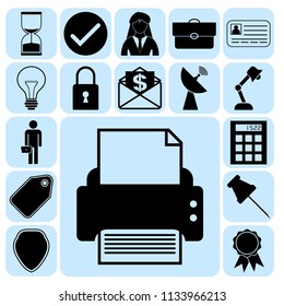 Set of 17 business high quality symbols or icons. Collection. Flat design. Vector Illustration.