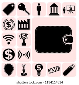 Set of 17 business high quality symbols or icons. Collection. Amazing desing. Vector Illustration.