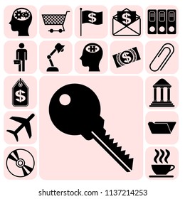 Set of 17 business high quality icons or symbols. Collection. Detailed design. Vector Illustration.