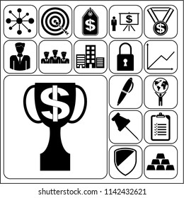 Set of 17 business high quality symbols. Collection. Detailed design. Vector Illustration.