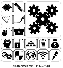 Set of 17 business high quality icons or symbols. Collection. Amazing desing. Vector Illustration.