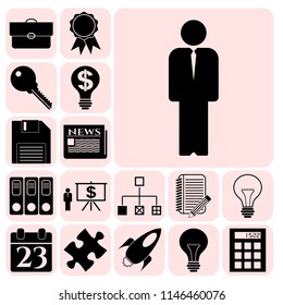 Set of 17 business high quality icons. Collection. Amazing desing. Vector Illustration.