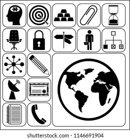 Set of 17 business high quality icons or symbols. Collection. Amazing desing. Vector Illustration.