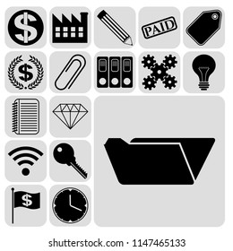 Set of 17 business high quality icons or symbols. Collection. Amazing desing. Vector Illustration.