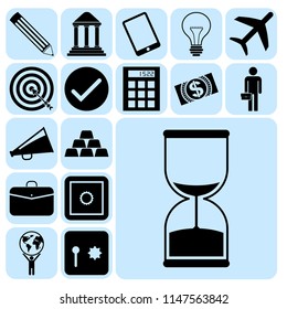 Set of 17 business high quality symbols or icons. Collection. Detailed design. Vector Illustration.