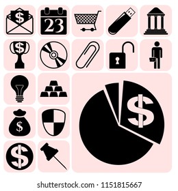 Set of 17 business high quality symbols. Collection. Detailed design. Vector Illustration.