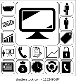 Set of 17 business high quality icons or symbols. Collection. Detailed design. Vector Illustration.