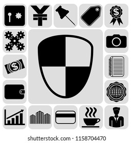 Set of 17 business high quality symbols. Collection. Flat design. Vector Illustration.