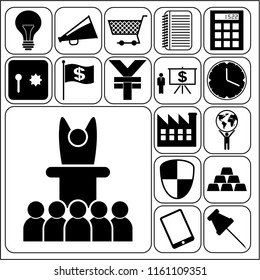 Set of 17 business high quality symbols. Collection. Flat design. Vector Illustration.