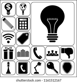 Set of 17 business high quality icons or symbols. Collection. Flat design. Vector Illustration.