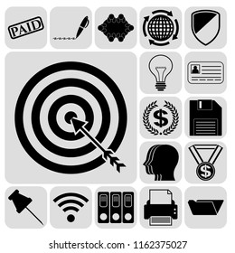 Set of 17 business high quality symbols or icons. Collection. Detailed design. Vector Illustration.
