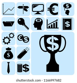 Set of 17 business high quality symbols or icons. Collection. Amazing desing. Vector Illustration.