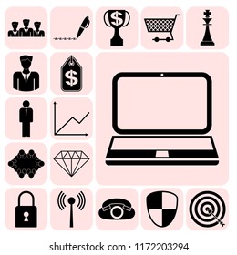 Set of 17 business high quality icons. Collection. Flat design. Vector Illustration.