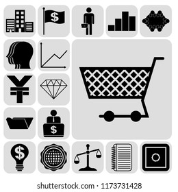 Set of 17 business high quality icons. Collection. Flat design. Vector Illustration.